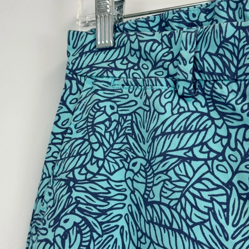 Vineyard Vines Mens Breaker Pant 28x32 Turquoise Navy Tropical Leaf Print Chino